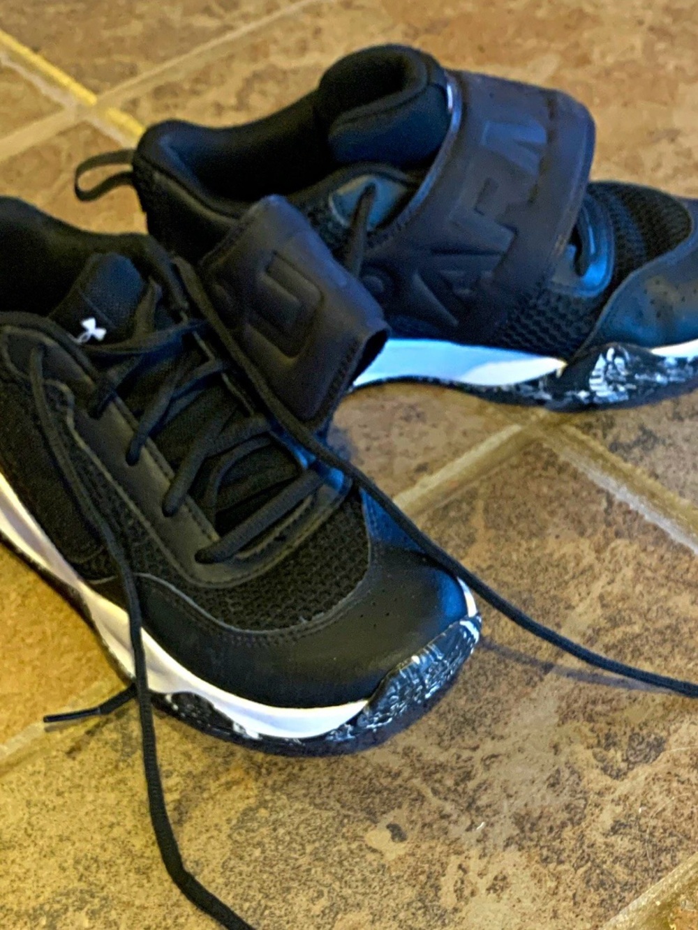 Under Armour Black and White Kids' Athletic Sneakers